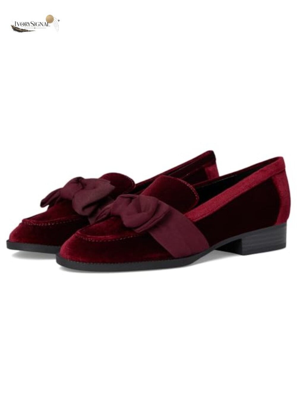 Bandolino Lindio Women's Loafer Burgundy Velvet Shoes Slip-On Bow